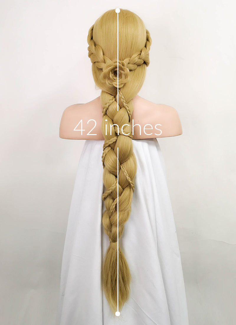 Tangled Rapunzel Blonde Braided Yaki Lace Front Synthetic Wig LF2086