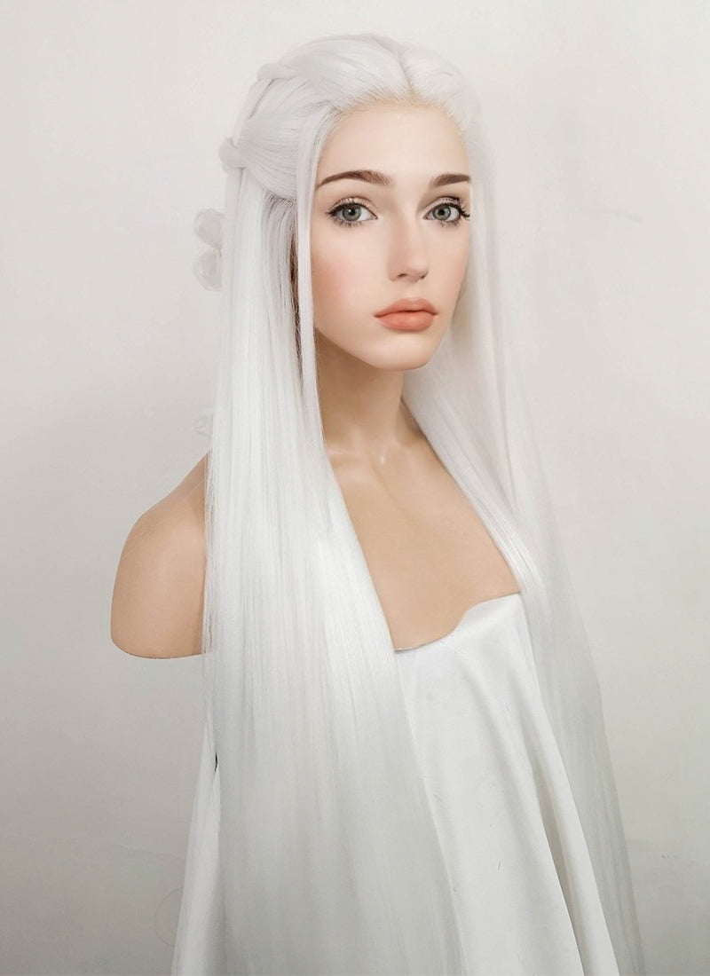 White Braided Yaki Lace Front Synthetic Wig LF2087