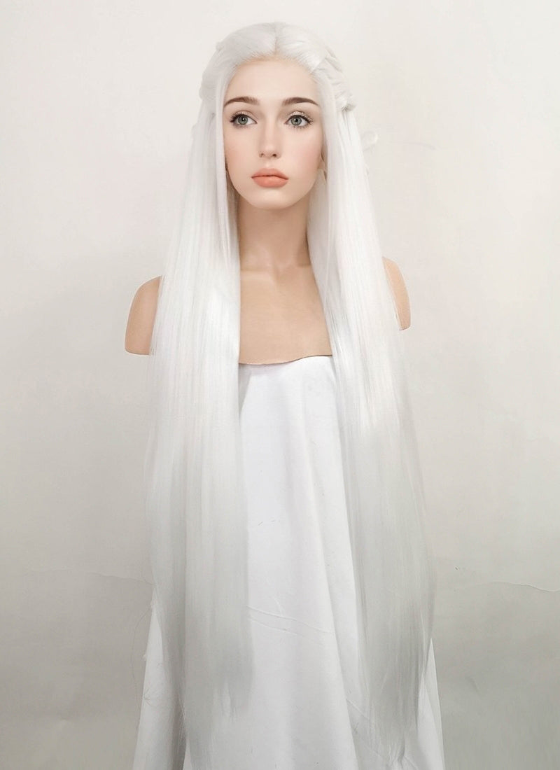 White Braided Yaki Lace Front Synthetic Wig LF2087