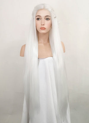 White Braided Yaki Lace Front Synthetic Wig LF2087
