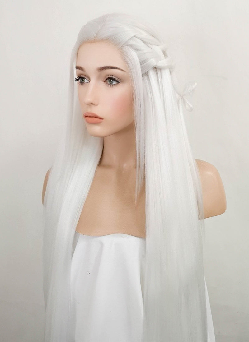 White Braided Yaki Lace Front Synthetic Wig LF2087