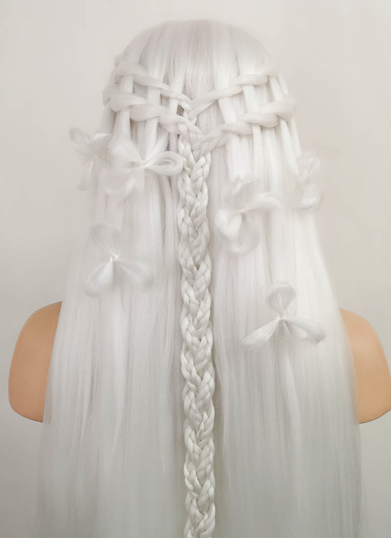 White Braided Yaki Lace Front Synthetic Wig LF2087