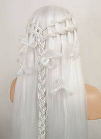 White Braided Yaki Lace Front Synthetic Wig LF2087