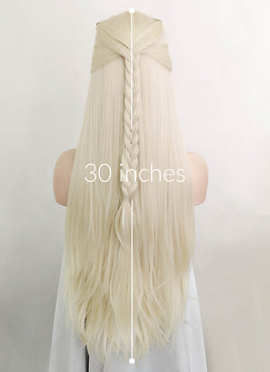 House of the Dragon Young Princess Rhaenyra Targaryen Platinum Blonde Braided Lace Front Synthetic Wig LF2109