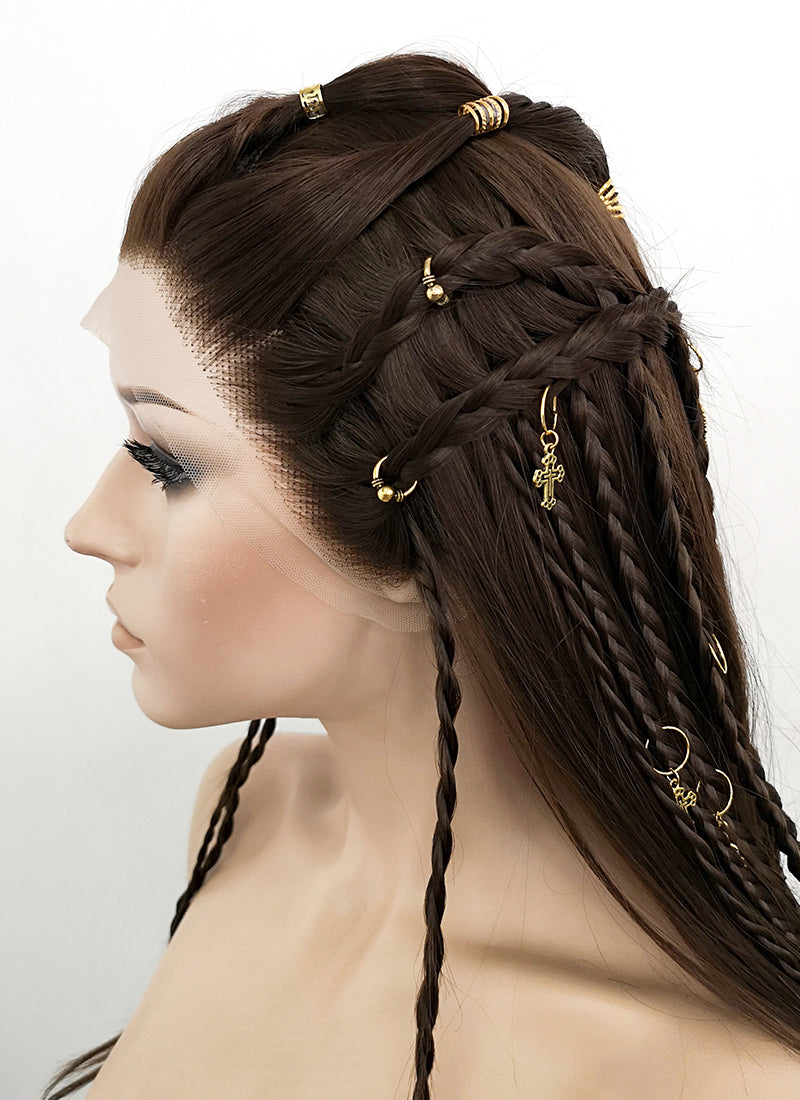 Brunette Braided Lace Front Synthetic Wig LF2114