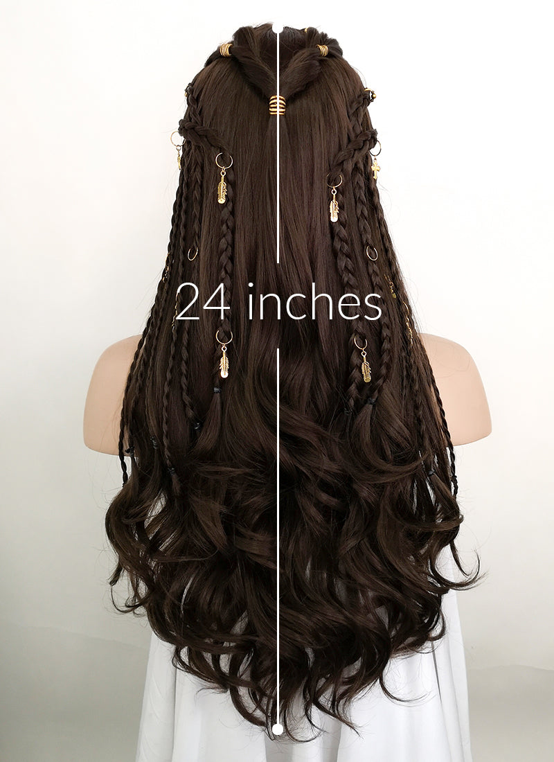 Brunette Braided Lace Front Synthetic Wig LF2114