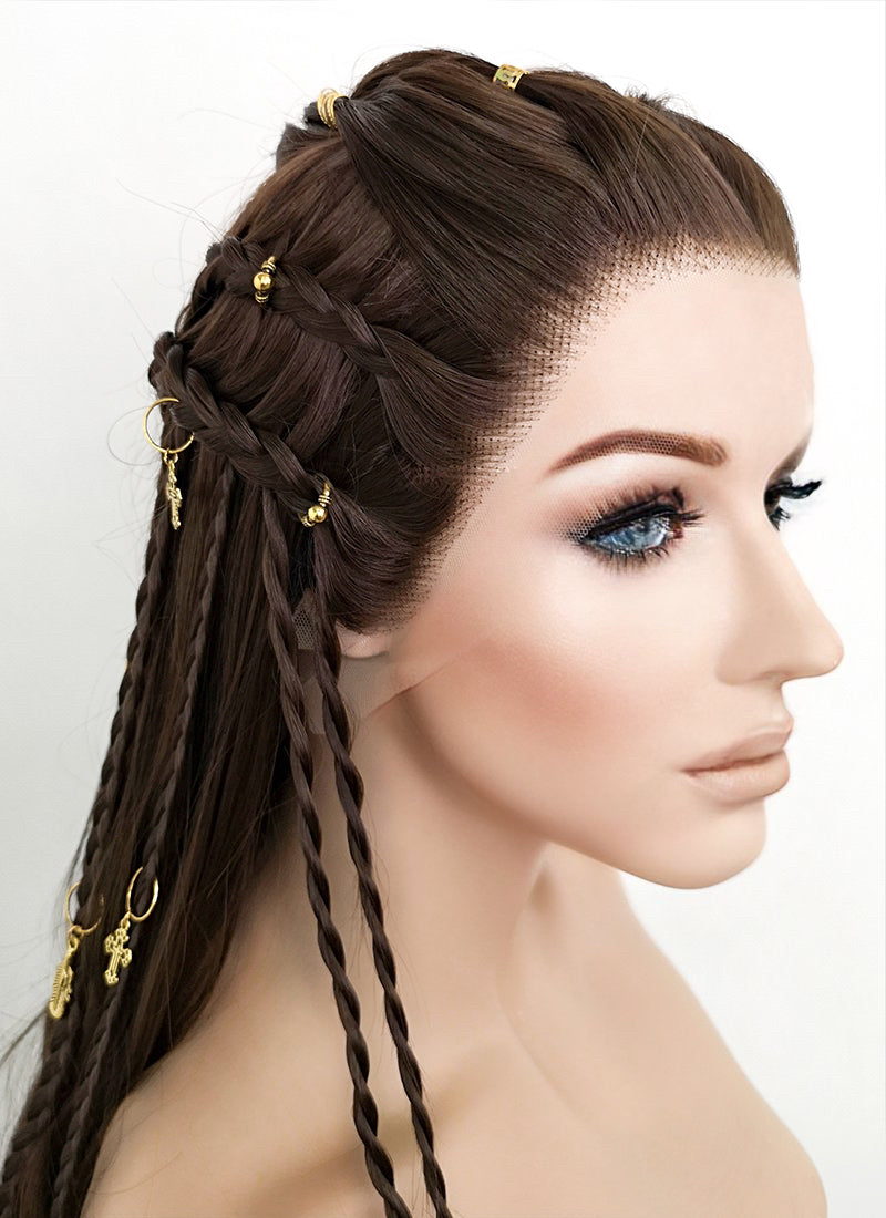 Brunette Braided Lace Front Synthetic Wig LF2114