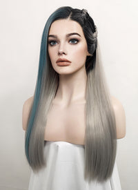 Monster High The Movie Frankie Stein Blondish Grey Mixed Blue With Dark Roots Braided Lace Front Synthetic Wig LF2120
