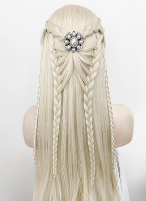 Platinum Blonde Braided Lace Front Synthetic Wig LF2126