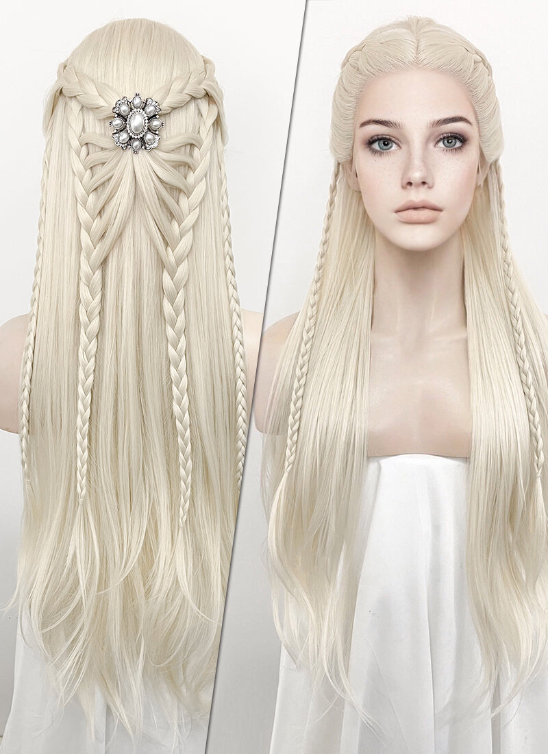 Platinum Blonde Braided Lace Front Synthetic Wig LF2126