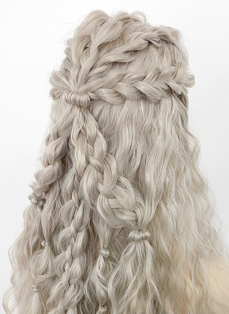 Silver Grey Braided Lace Front Synthetic Wig LF2127