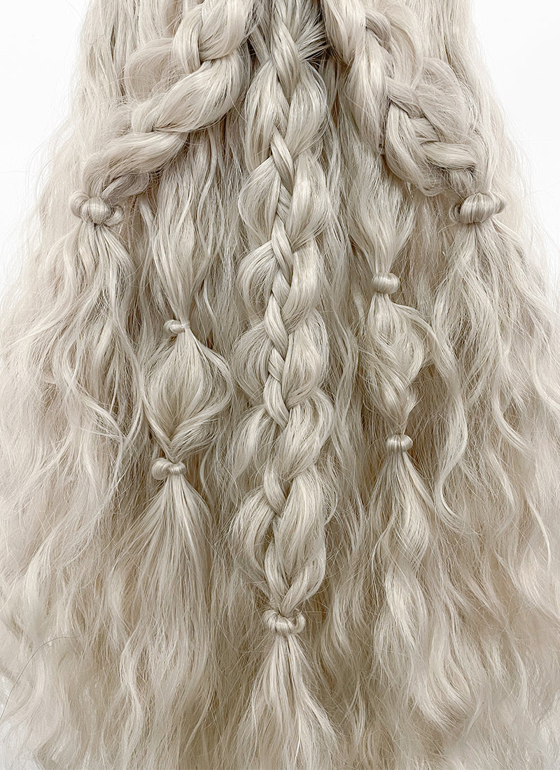 Silver Grey Braided Lace Front Synthetic Wig LF2127