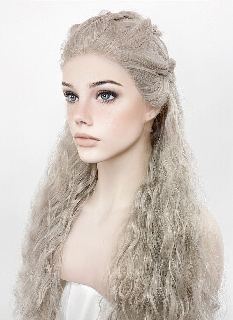 Silver Grey Braided Lace Front Synthetic Wig LF2127