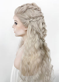 Silver Grey Braided Lace Front Synthetic Wig LF2127