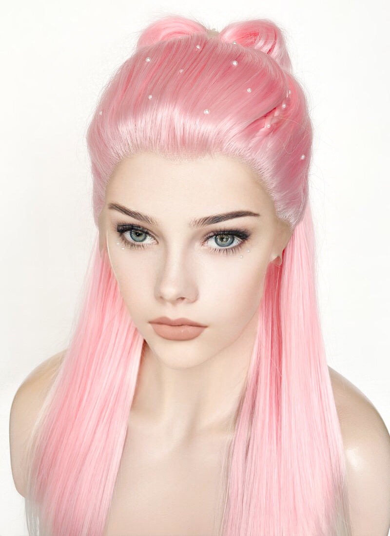 Pink White Ombre Braided Lace Front Synthetic Wig LF2130