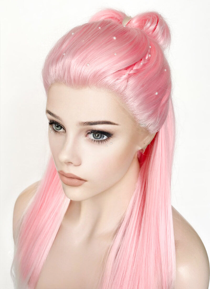 Pink White Ombre Braided Lace Front Synthetic Wig LF2130