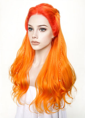 Mixed Orange Braided Lace Front Synthetic Wig LF2133