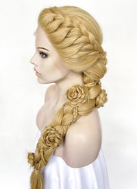 Tangled Rapunzel Blonde Braided Yaki Lace Front Synthetic Wig LF2136