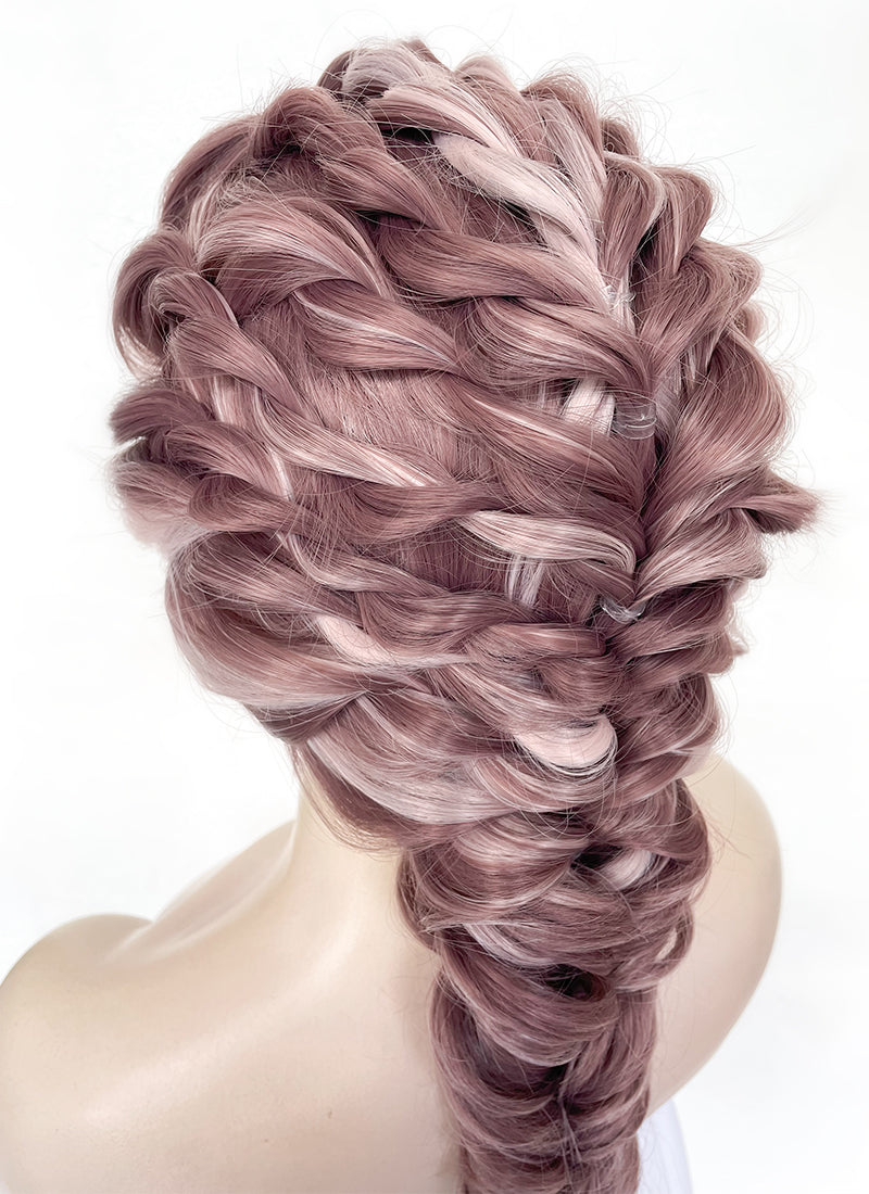 Two Tone Pink Braided Lace Front Synthetic Wig LF2137