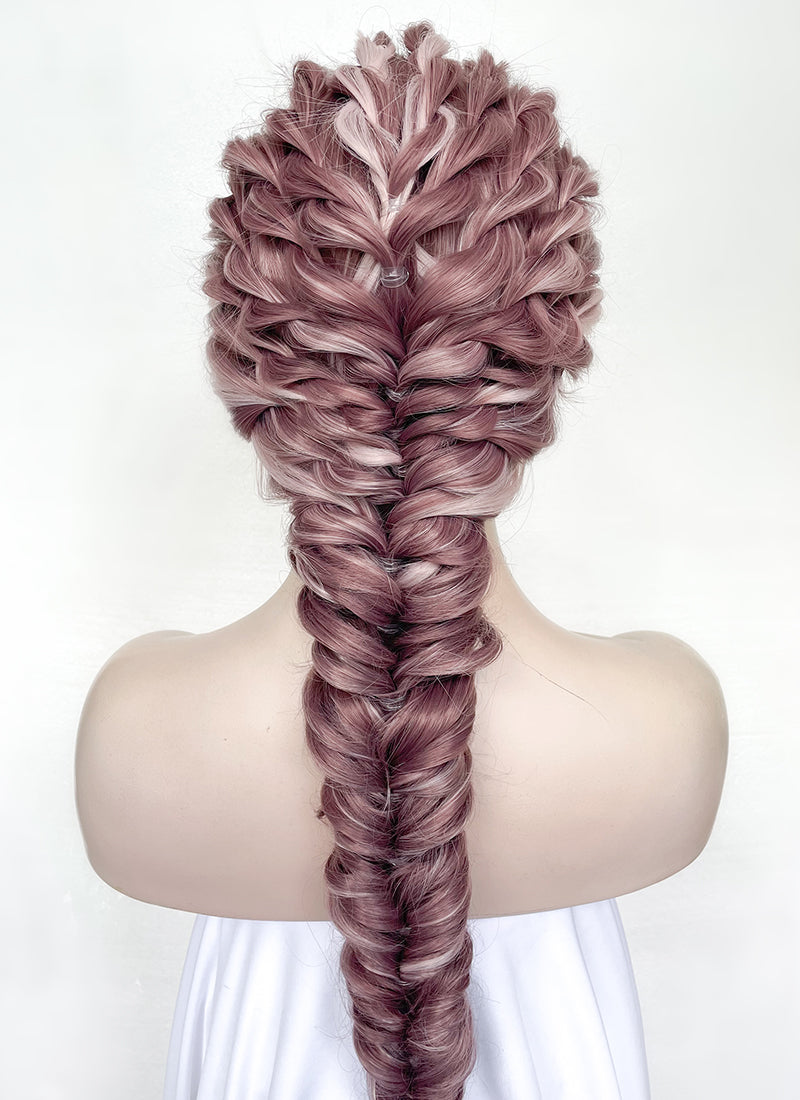 Two Tone Pink Braided Lace Front Synthetic Wig LF2137