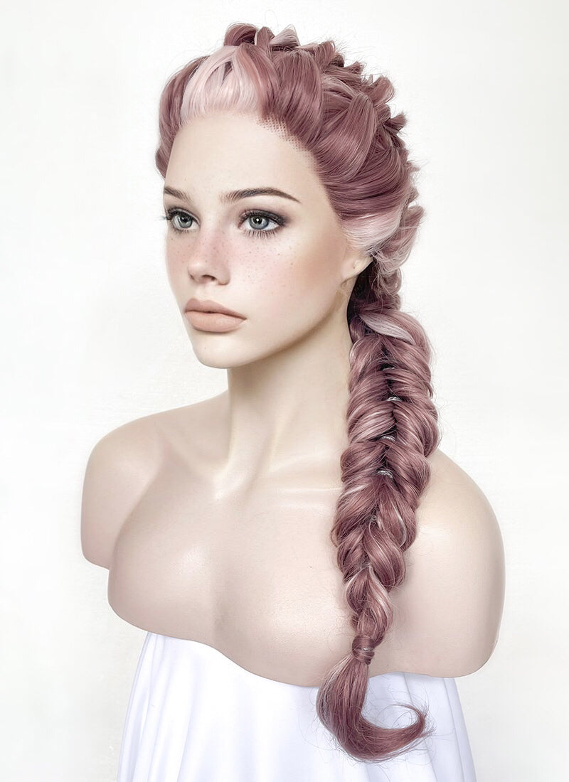 Two Tone Pink Braided Lace Front Synthetic Wig LF2137