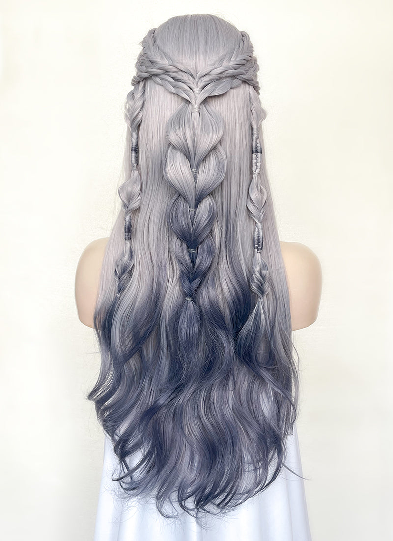 Two Tone Grey Braided Lace Front Synthetic Wig LF2141