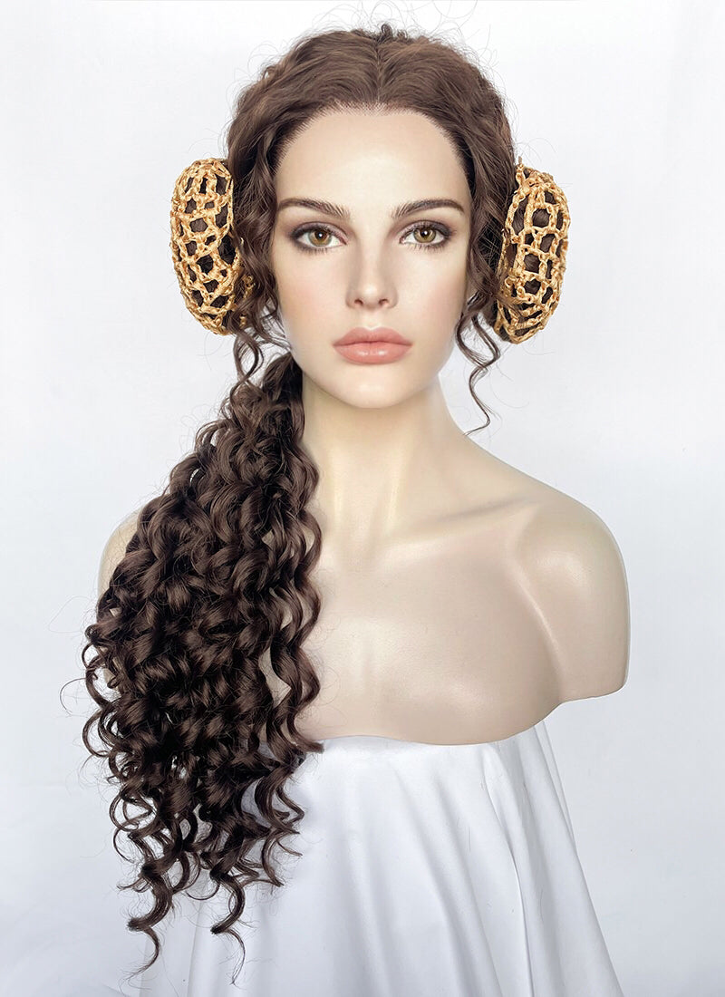 Star Wars Padme Amidala Brunette Braided Lace Front Synthetic Wig LF2145