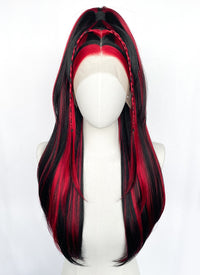 Black Mixed Red Braided Lace Front Synthetic Wig LF2148