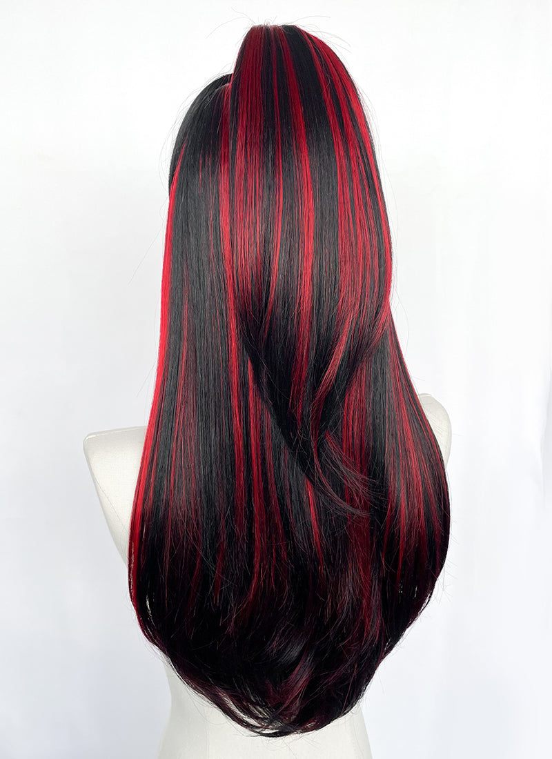 Black Mixed Red Braided Lace Front Synthetic Wig LF2148