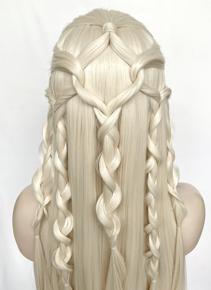 Platinum Blonde Braided Lace Front Synthetic Wig LF2152