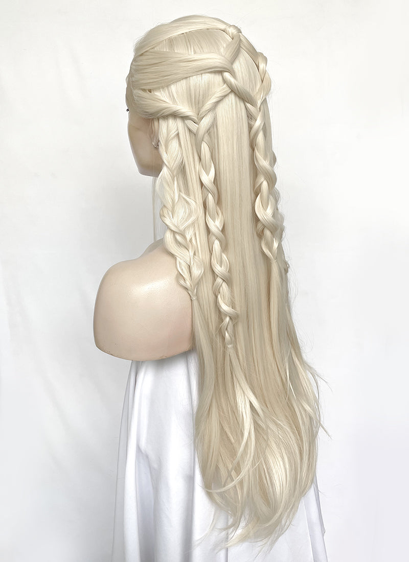 Platinum Blonde Braided Lace Front Synthetic Wig LF2152