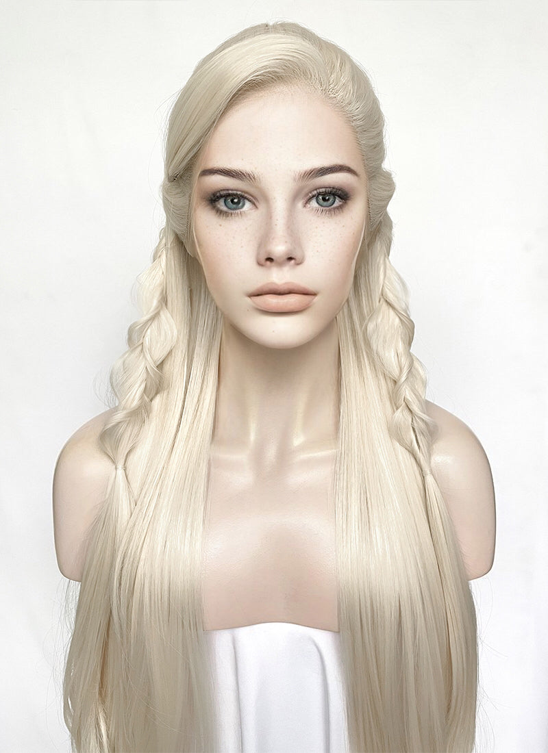 Platinum Blonde Braided Lace Front Synthetic Wig LF2152