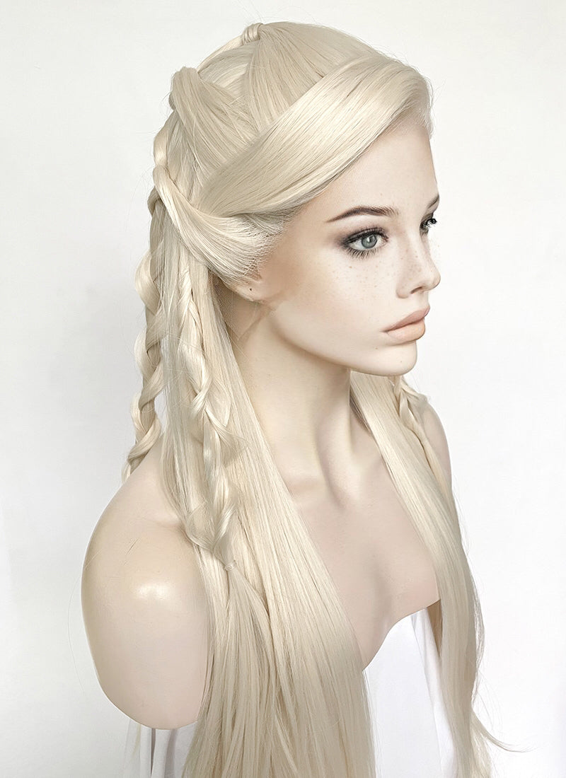 Platinum Blonde Braided Lace Front Synthetic Wig LF2152