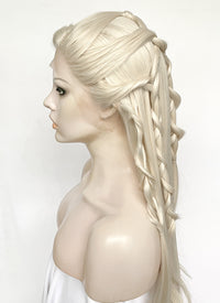 Platinum Blonde Braided Lace Front Synthetic Wig LF2152