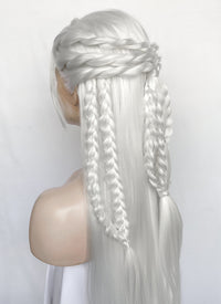 White Braided Yaki Lace Front Synthetic Wig LF2153