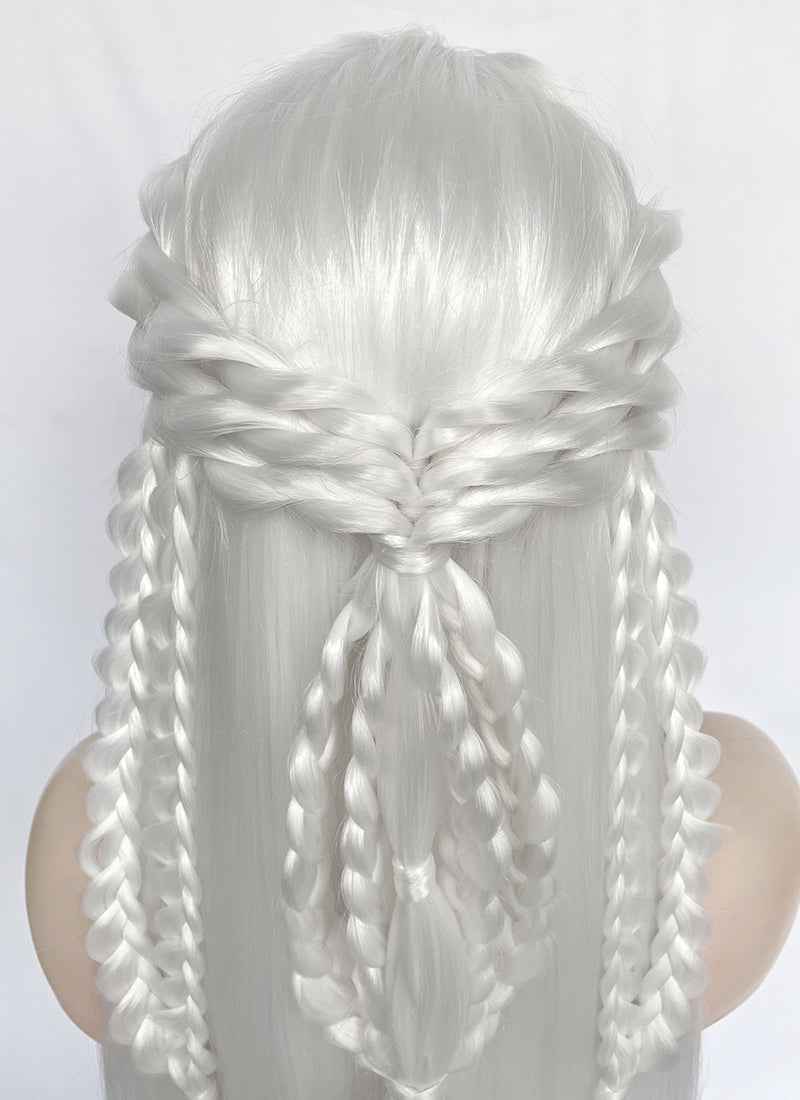 White Braided Yaki Lace Front Synthetic Wig LF2153