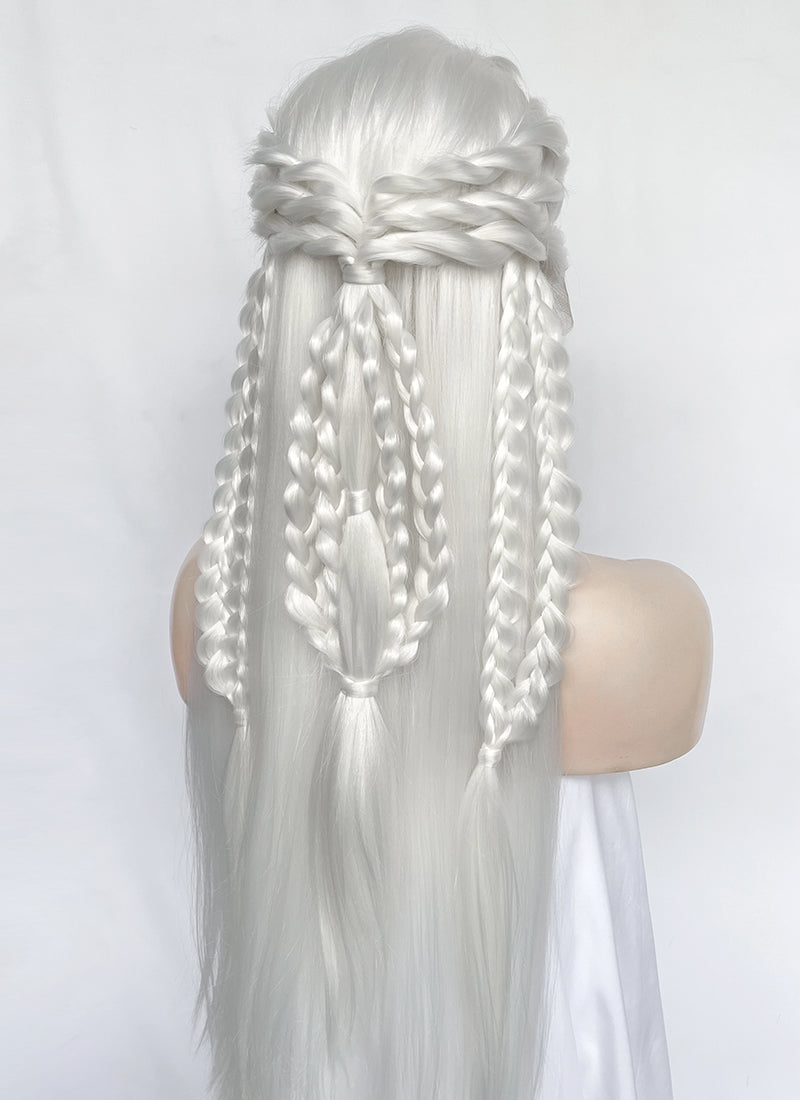 White Braided Yaki Lace Front Synthetic Wig LF2153