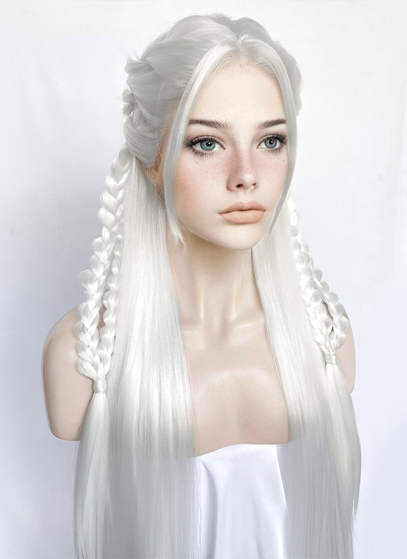 White Braided Yaki Lace Front Synthetic Wig LF2153