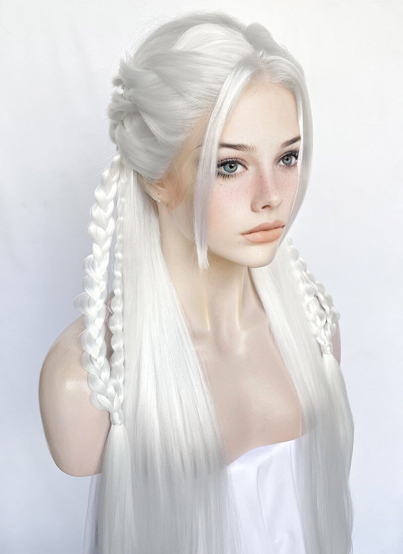 White Braided Yaki Lace Front Synthetic Wig LF2153