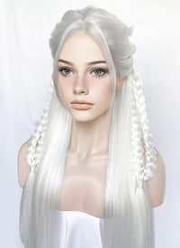 White Braided Yaki Lace Front Synthetic Wig LF2153