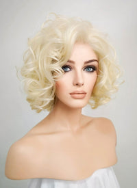 Light Blonde Curly Bob Lace Front Synthetic Wig LF235