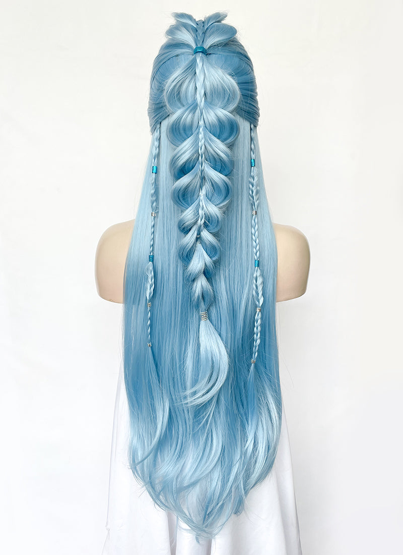 Pastel Blue Braided Lace Front Synthetic Wig LF2505