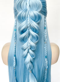 Pastel Blue Braided Lace Front Synthetic Wig LF2505