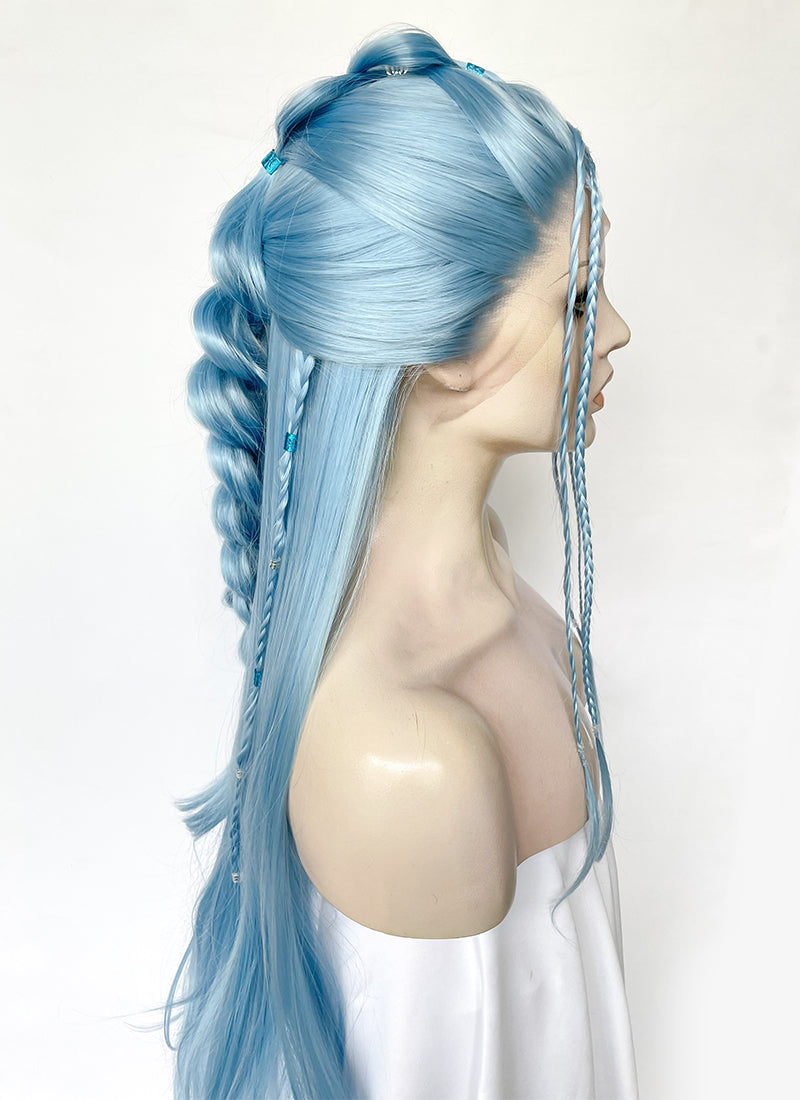 Pastel Blue Braided Lace Front Synthetic Wig LF2505