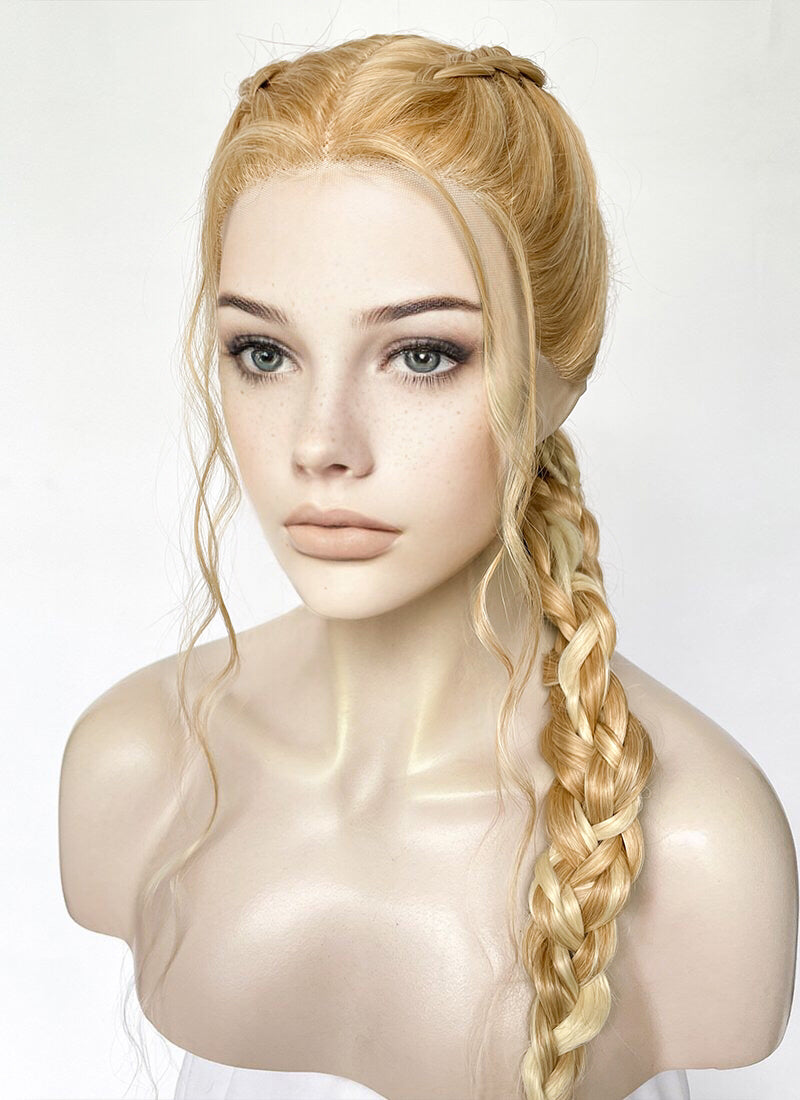 Two Tone Blonde Braided Lace Front Synthetic Wig LF2506