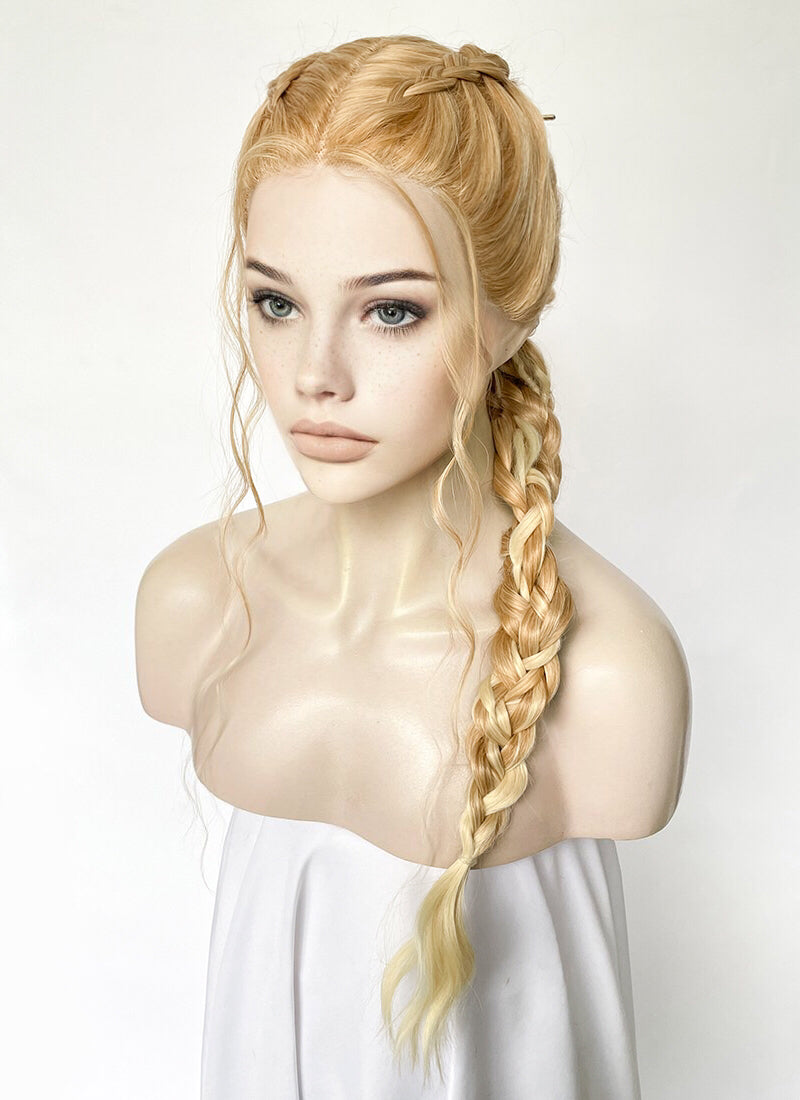 Two Tone Blonde Braided Lace Front Synthetic Wig LF2506