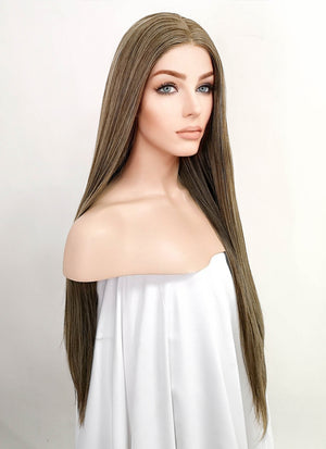 Mixed Brown Straight Lace Front Synthetic Wig LF3140