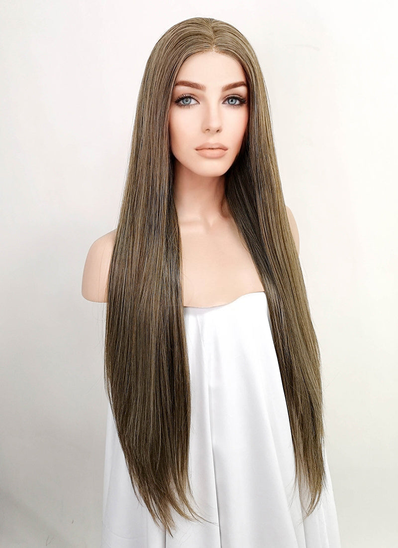 Mixed Brown Straight Lace Front Synthetic Wig LF3140