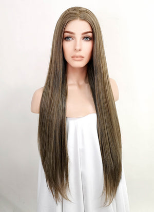Mixed Brown Straight Lace Front Synthetic Wig LF3140
