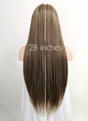 Mixed Brown Straight Lace Front Synthetic Wig LF3140